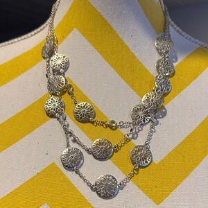 White House Black Market Silver Disc Necklace